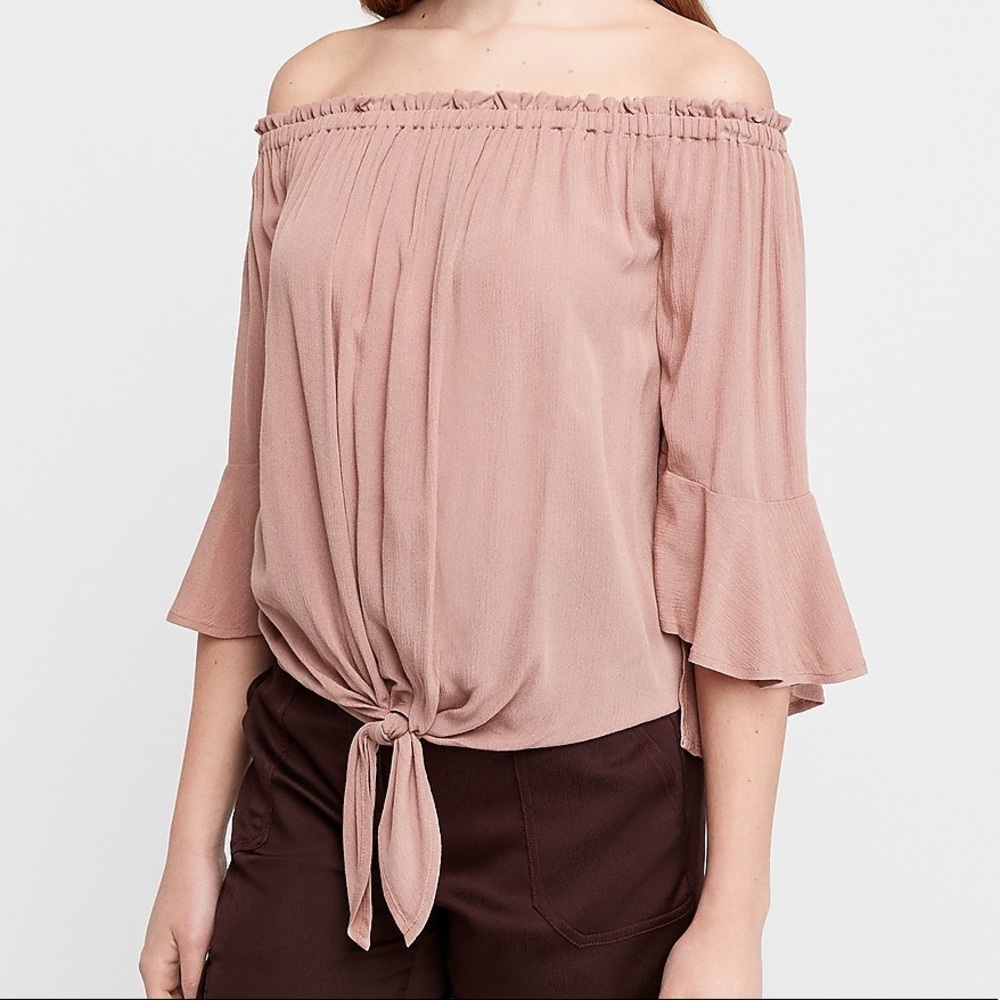NWOT Tie Front Off The Shoulder Top